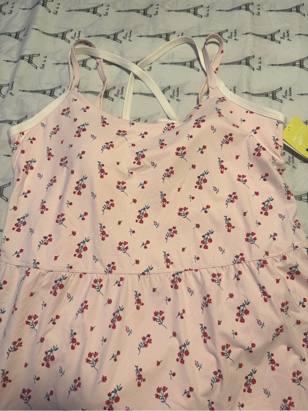 all in motion Light Pink Floral Tank Top with Crisscross Back - Picture 2 of 10